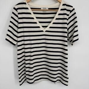 COS Top Women’s Small Black & Cream Stripes Staple Wardrobe Heritage Oversized